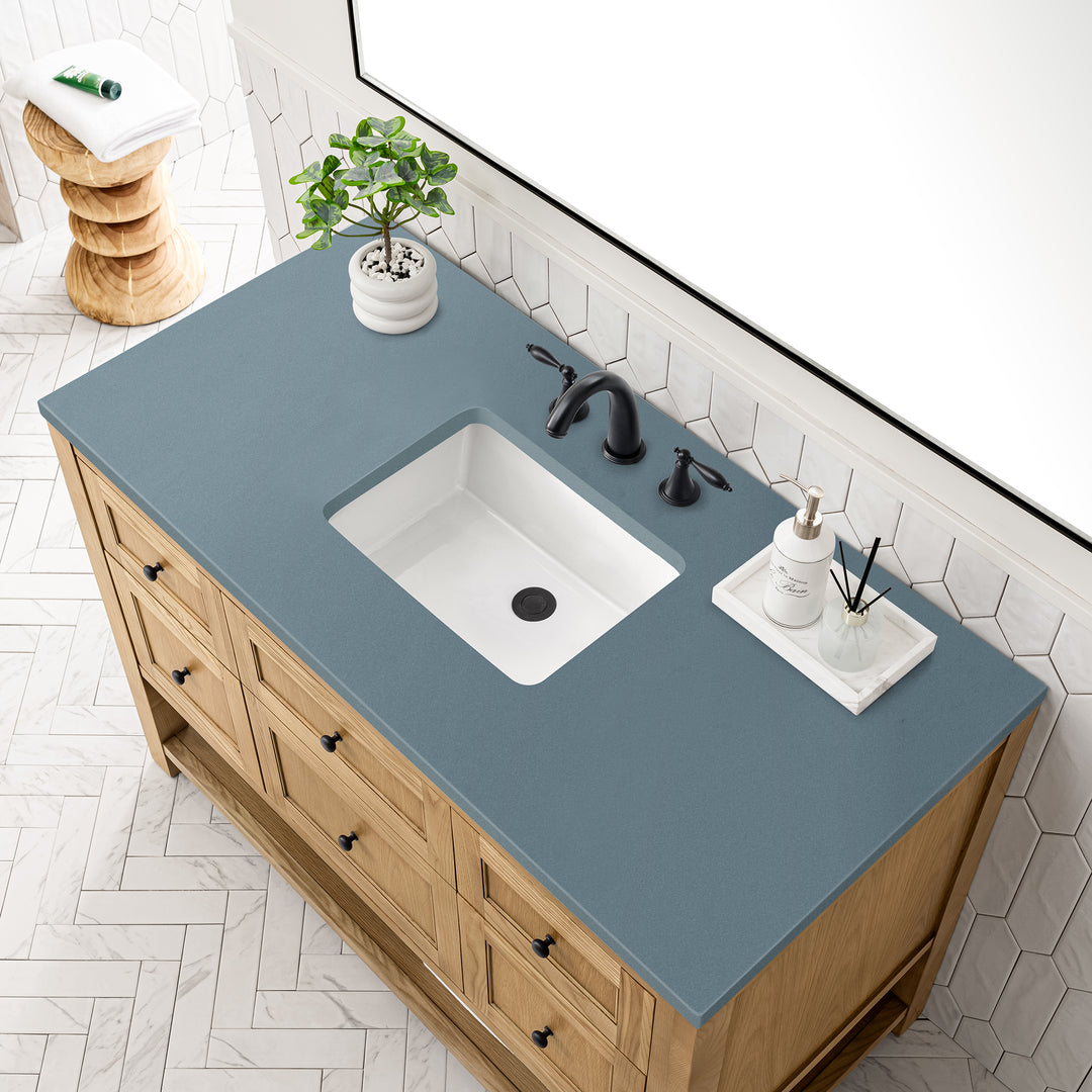 Breckenridge 48" Single Vanity, Light Natural Oak w/ 3 CM Cala Blue Top