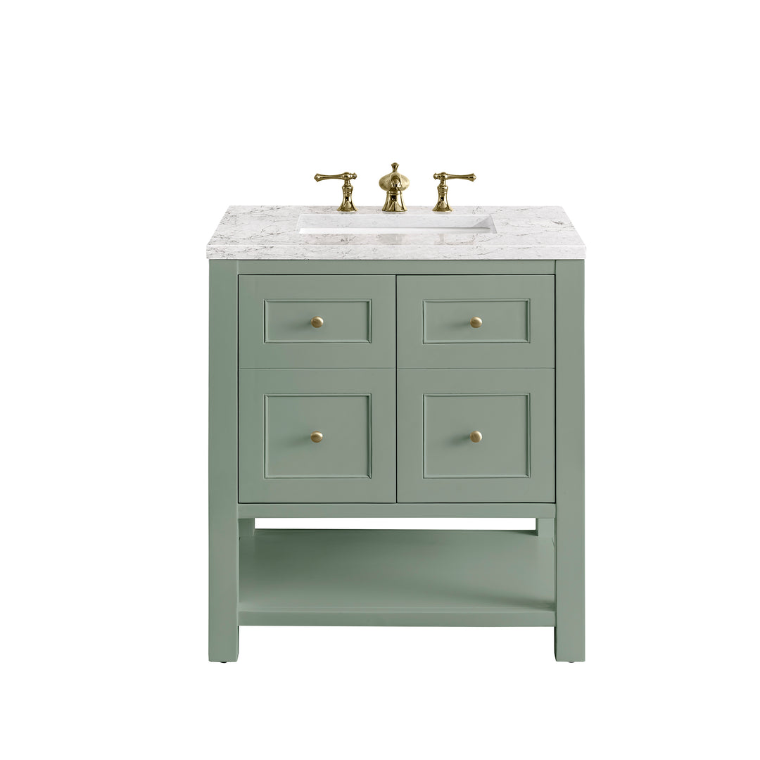 Breckenridge 30" Single Vanity, Smokey Celadon w/ 3 CM Eternal Jasmine Pearl Top