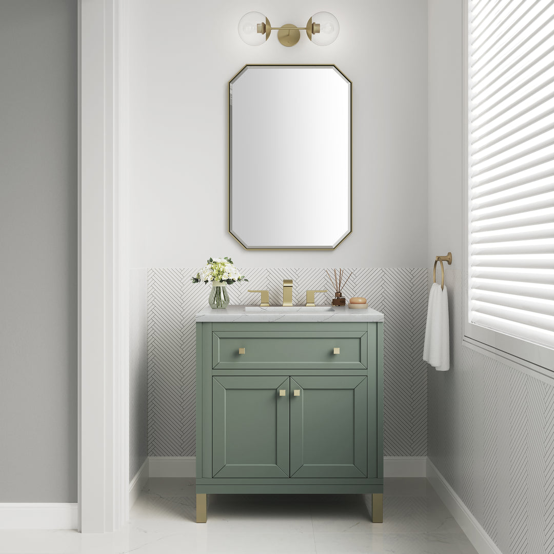 Chicago 30" Single Vanity, Smokey Celadon, w/ 3 CM Ethereal Noctis Silestone® Top