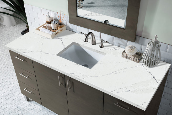 Metropolitan 60" Single Vanity, Silver Oak w/ 3 CM Ethereal Noctis Silestone Top