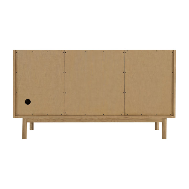 Laurent 60" Double Vanity, Light Natural Oak, w/ 3 CM Eternal Jasmine Pearl Quartz Top w/FreePower Wireless Charger