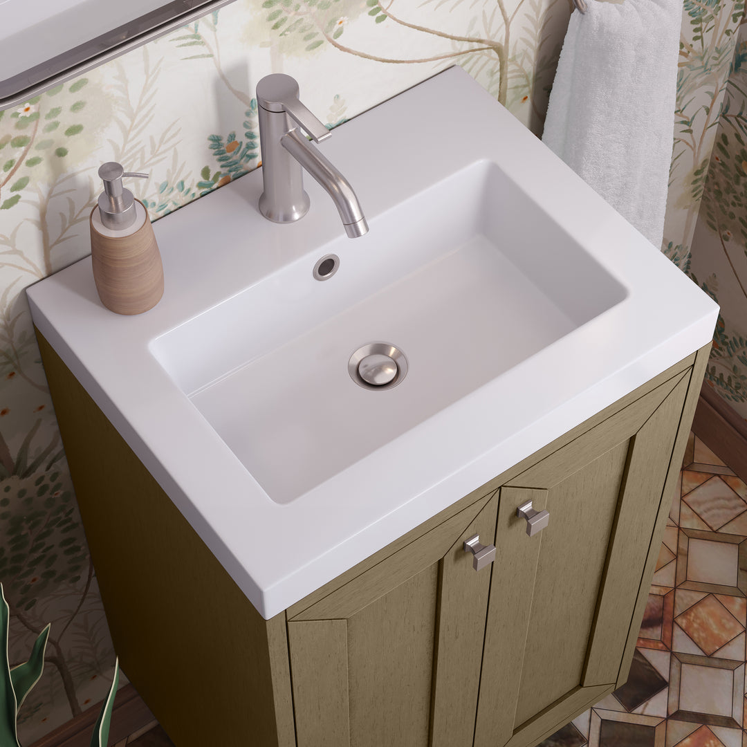 Chianti 20" Single Vanity, Walnut Whisper w/ White Glossy Composite Stone Top