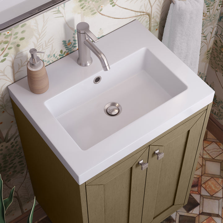 Chianti 20" Single Vanity, Walnut Whisper w/ White Glossy Composite Stone Top