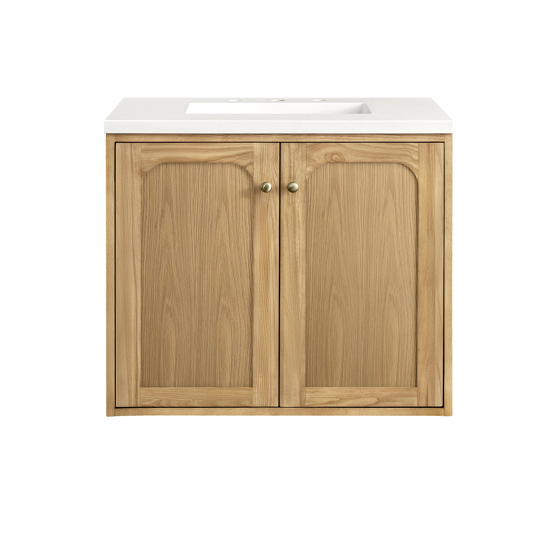 Laurent 30" Single Vanity, Light Natural Oak w/ 3 CM White Zeus Top