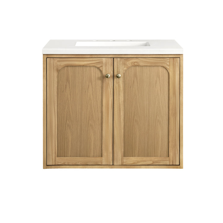 Laurent 30" Single Vanity, Light Natural Oak w/ 3 CM White Zeus Top