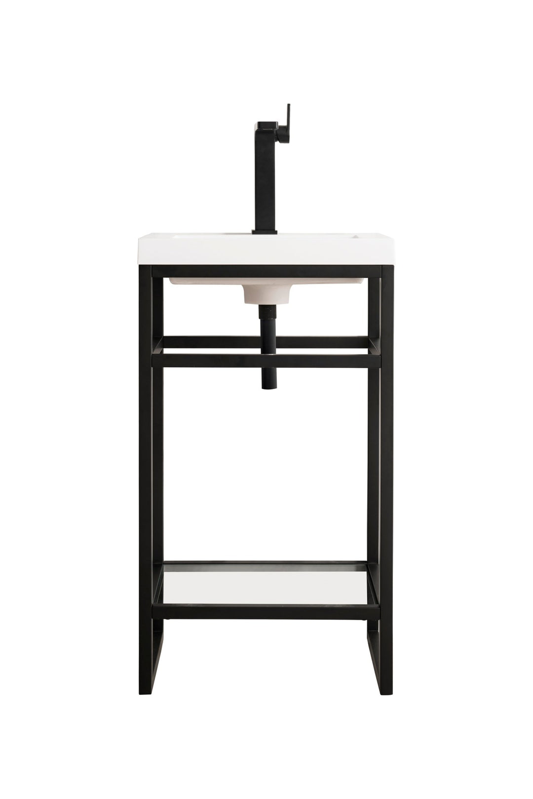 Boston 20" Single Console Vanity, Matte Black w/ White Glossy Composite Stone Top