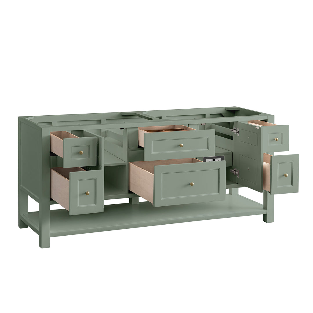 Breckenridge 72" Double Vanity Base Only, Smokey Celadon