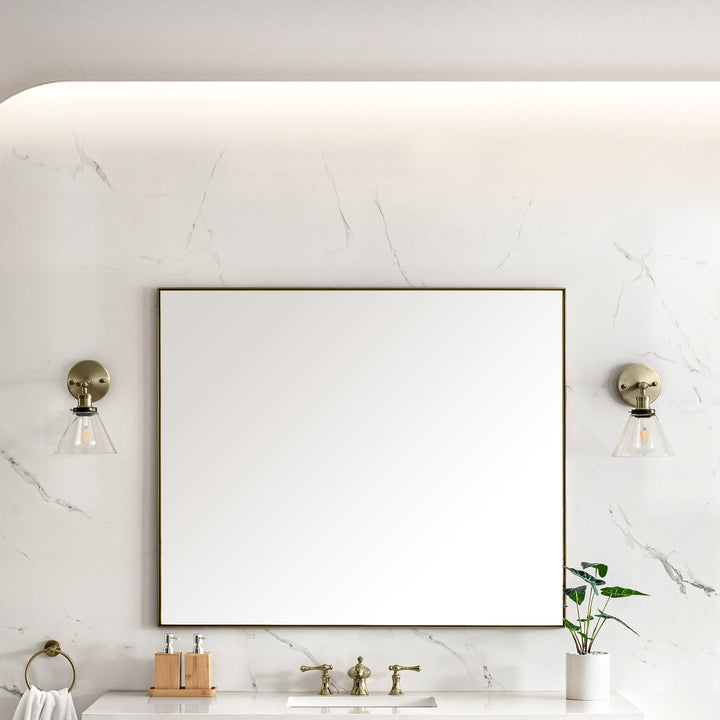 Rohe 48" Rectangular Mirror, Champagne Brass