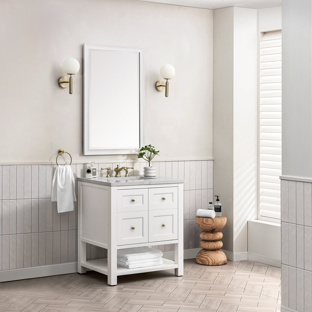 Breckenridge 30" Single Vanity, Bright White w/ 3 CM Eternal Jasmine Pearl Top
