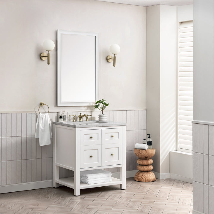 Breckenridge 30" Single Vanity, Bright White w/ 3 CM Eternal Jasmine Pearl Top