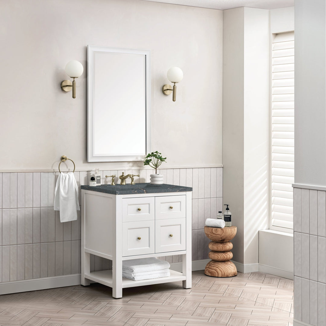 Breckenridge 30" Single Vanity, Bright White w/ 3 CM Parisien Bleu Top