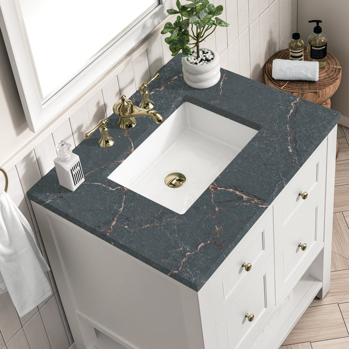 Breckenridge 30" Single Vanity, Bright White w/ 3 CM Parisien Bleu Top