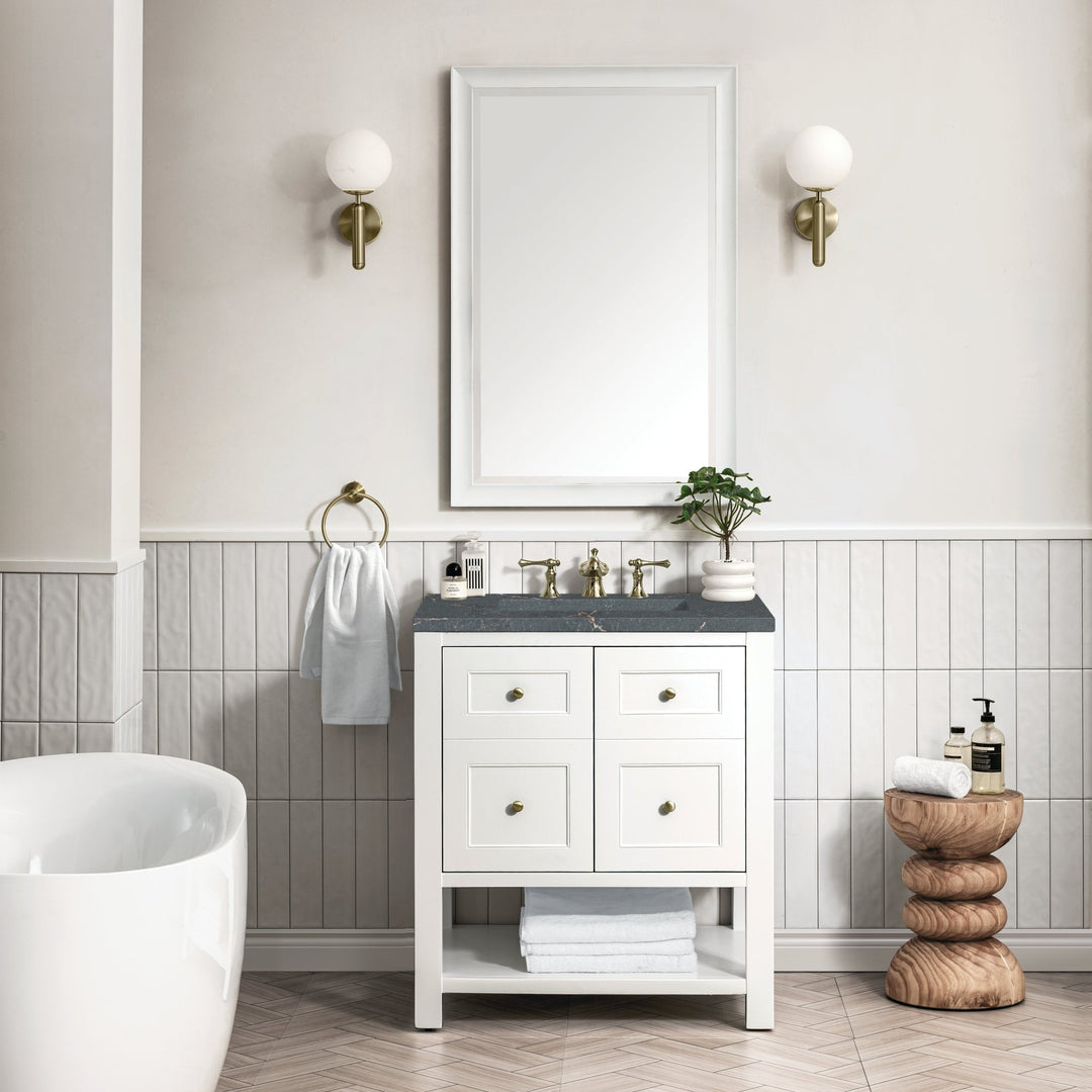 Breckenridge 30" Single Vanity, Bright White w/ 3 CM Parisien Bleu Top