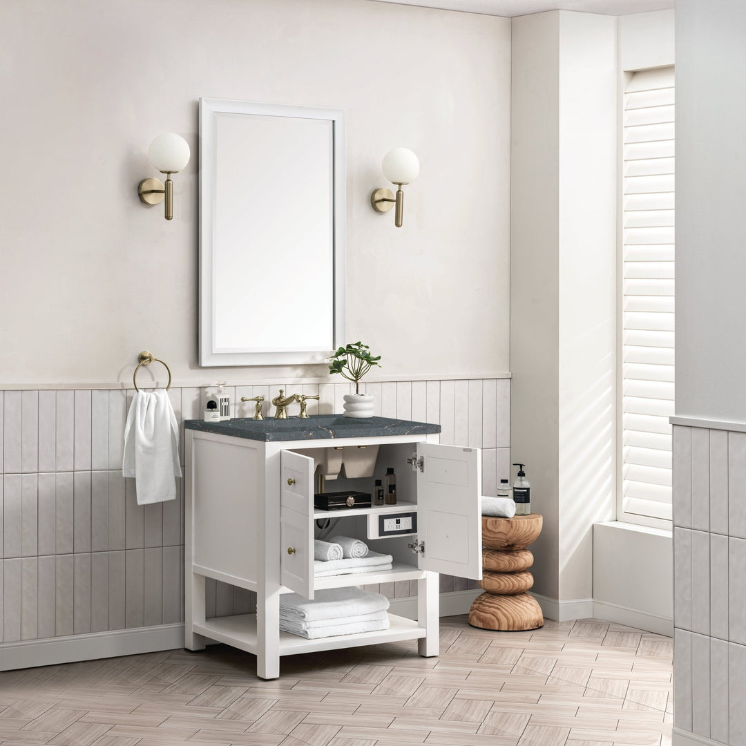 Breckenridge 30" Single Vanity, Bright White w/ 3 CM Parisien Bleu Top