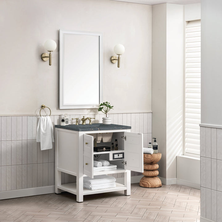 Breckenridge 30" Single Vanity, Bright White w/ 3 CM Parisien Bleu Top