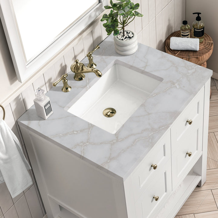Breckenridge 30" Single Vanity, Bright White w/ 3 CM Victorian Silver Top