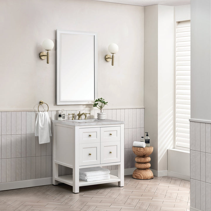 Breckenridge 30" Single Vanity, Bright White w/ 3 CM Victorian Silver Top