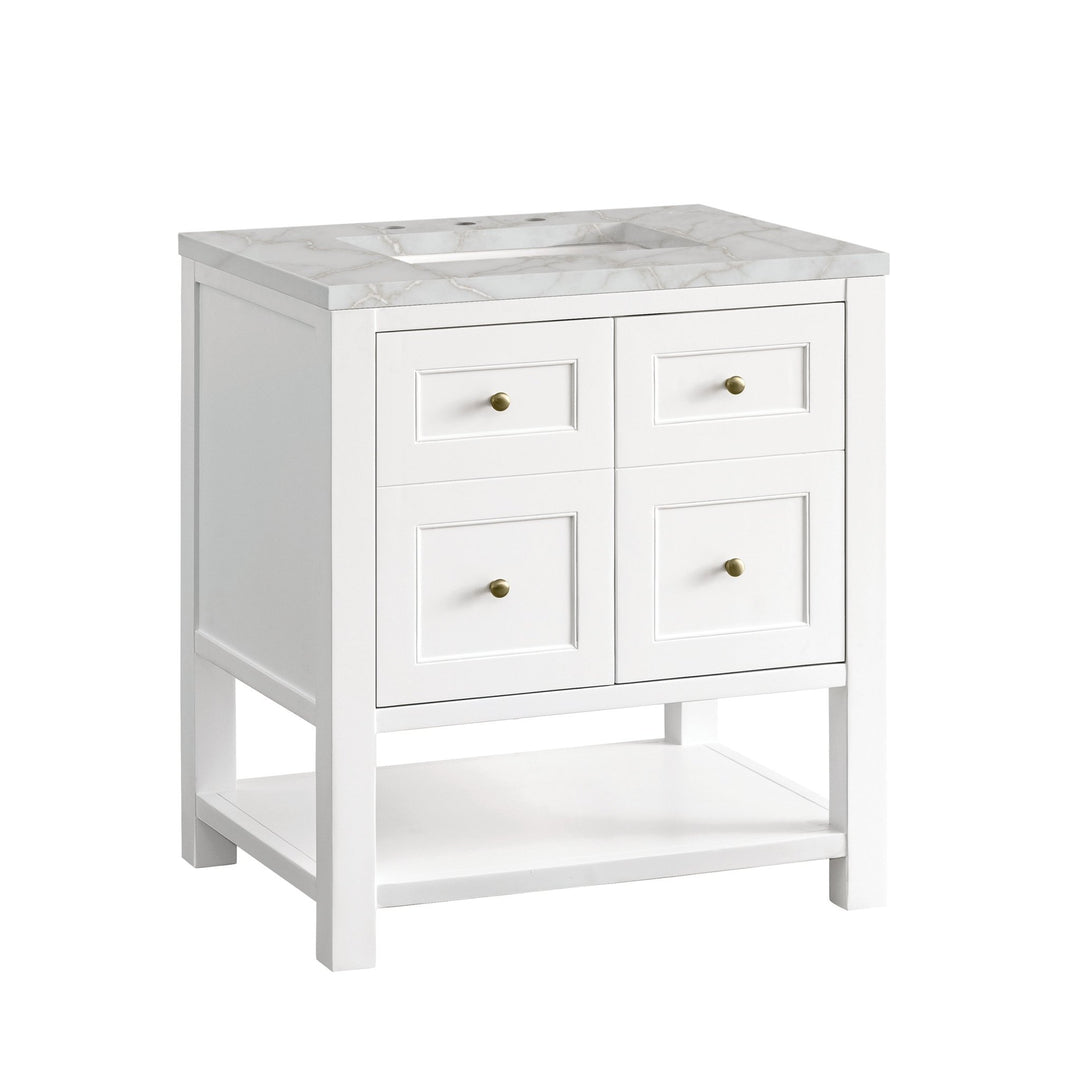 Breckenridge 30" Single Vanity, Bright White w/ 3 CM Victorian Silver Top