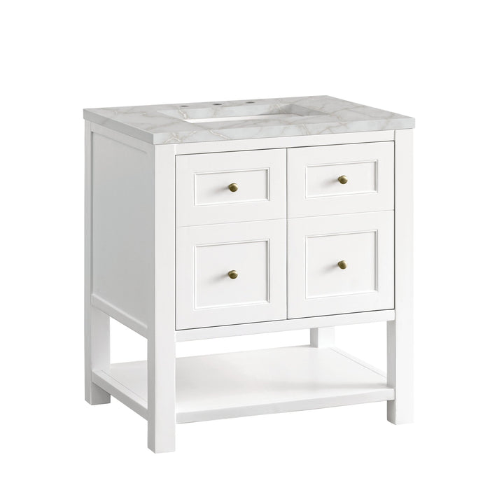 Breckenridge 30" Single Vanity, Bright White w/ 3 CM Victorian Silver Top