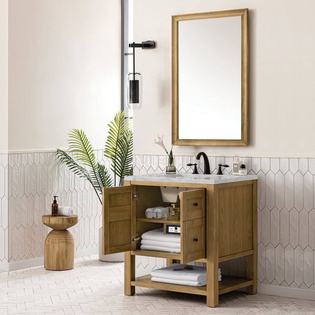 Breckenridge 30" Single Vanity, Light Natural Oak w/ 3 CM Victorian Silver Top