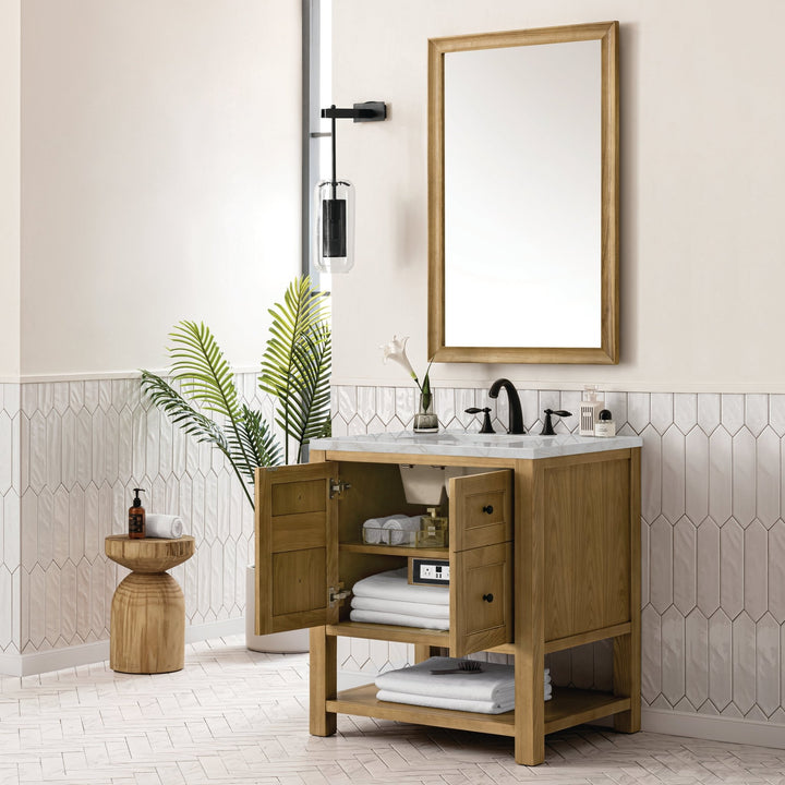 Breckenridge 30" Single Vanity, Light Natural Oak w/ 3 CM Victorian Silver Top