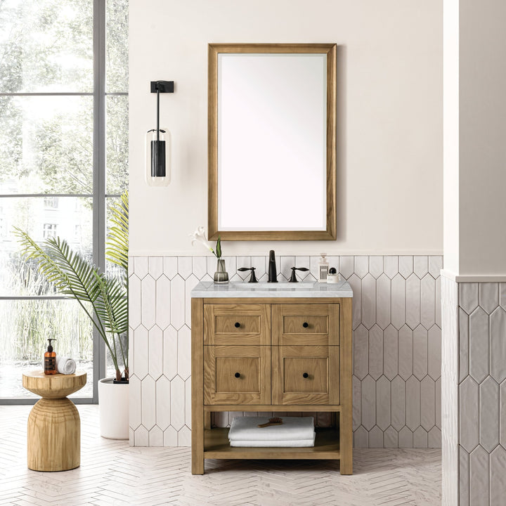 Breckenridge 30" Single Vanity, Light Natural Oak w/ 3 CM Victorian Silver Top