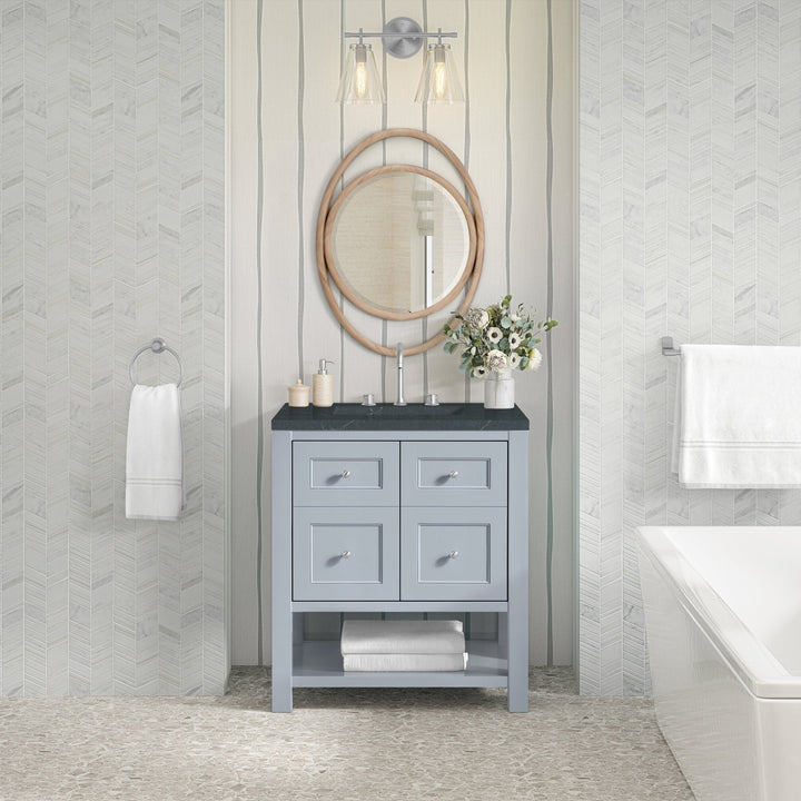 Breckenridge 30" Single Vanity, Serenity Blue, w/ 3 CM Charcoal Soapstone Quartz Top