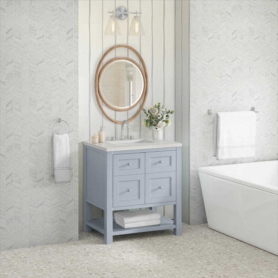 Breckenridge 30" Single Vanity, Serenity Blue, w/ 3 CM Lime Delight Quartz Top