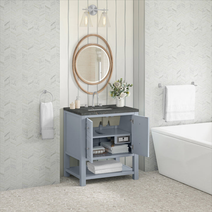 Breckenridge 30" Single Vanity, Serenity Blue, w/ 3 CM Parisien Bleu Quartz Top