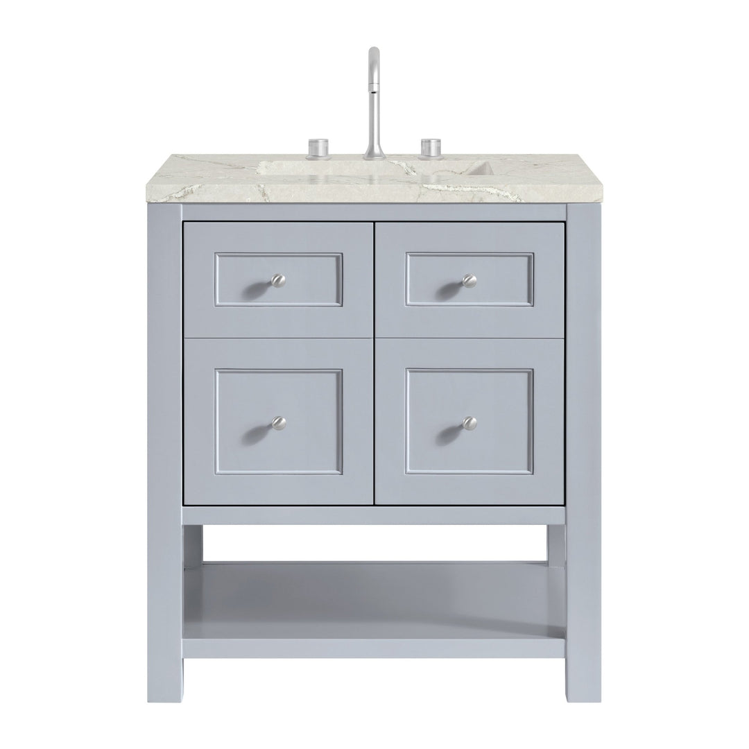 Breckenridge 30" Single Vanity, Serenity Blue, w/ 3 CM Victorian Silver Quartz Top