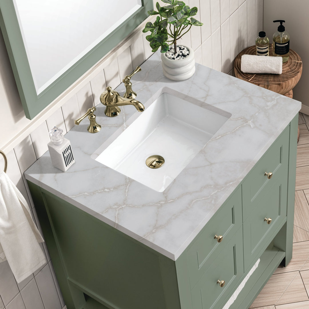 Breckenridge 30" Single Vanity, Smokey Celadon w/ 3 CM Victorian Silver Top