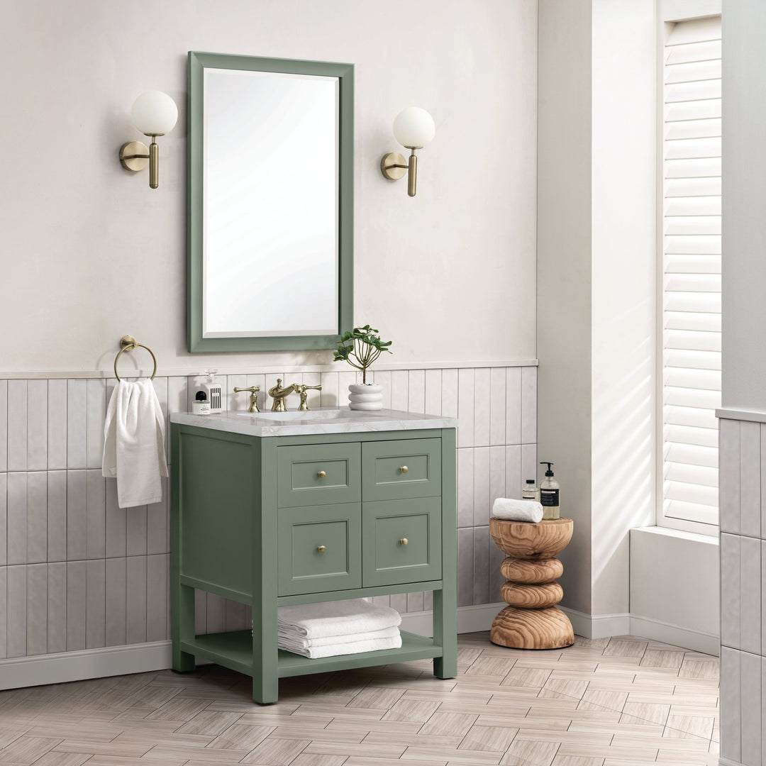 Breckenridge 30" Single Vanity, Smokey Celadon w/ 3 CM Victorian Silver Top