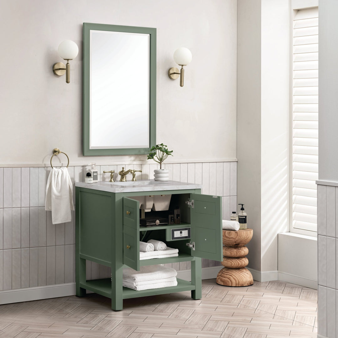 Breckenridge 30" Single Vanity, Smokey Celadon w/ 3 CM Victorian Silver Top