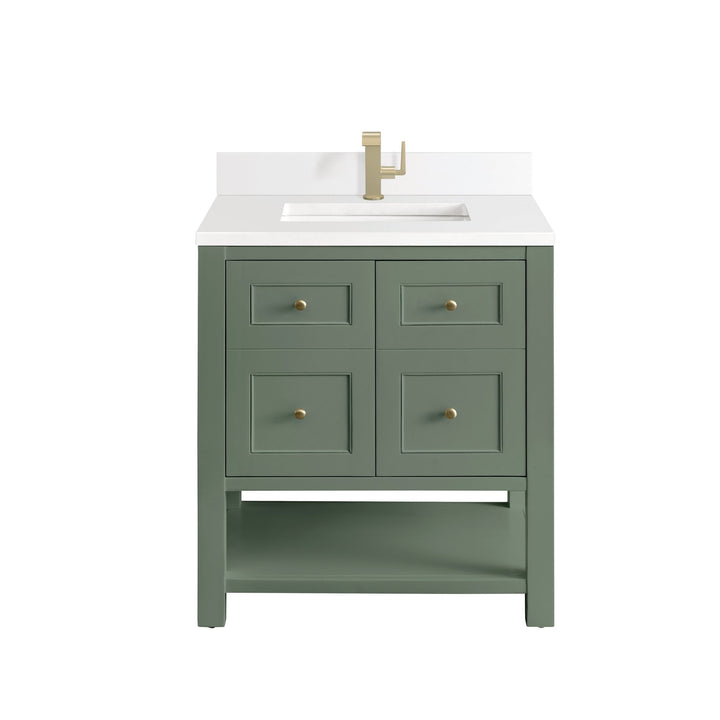 Breckenridge 30" Single Vanity, Smokey Celadon w/ Single Hole 3 CM White Zeus Top & Backsplash