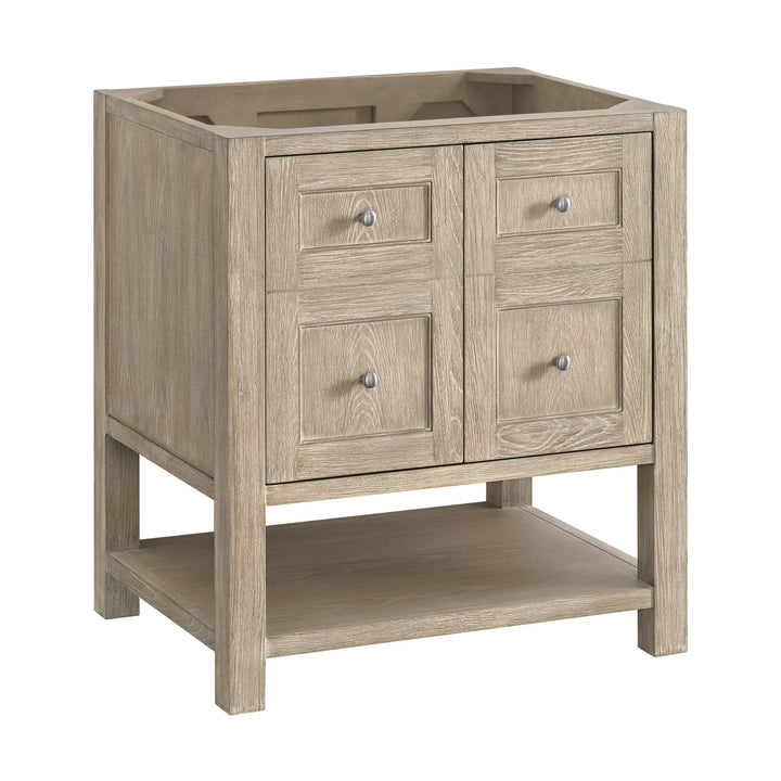 Breckenridge 30" Single Vanity, Whitewashed Oak w/ 3 CM Carrara White Marble Top