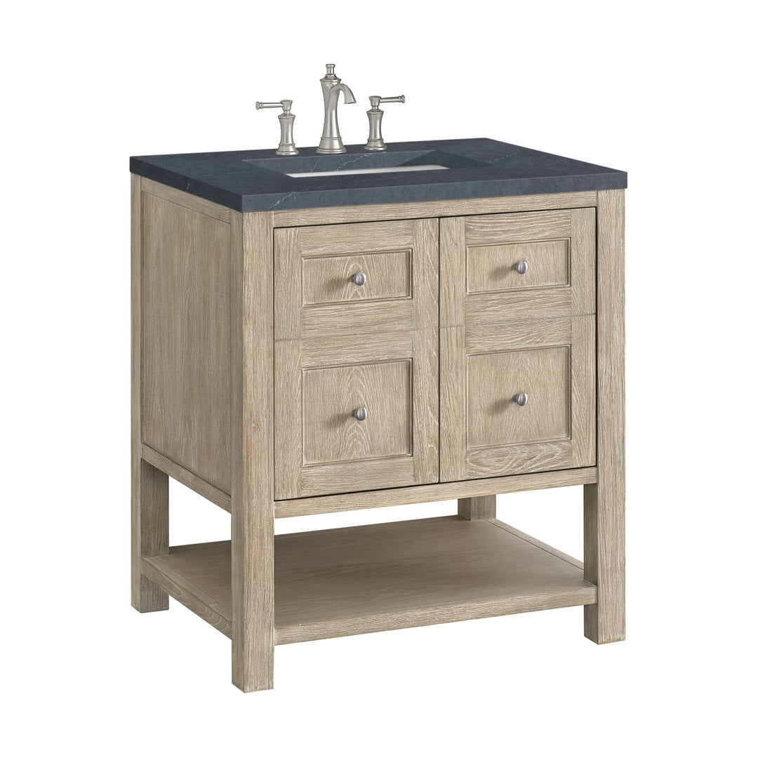 Breckenridge 30" Single Vanity, Whitewashed Oak w/ 3 CM Charcoal Soapstone Silestone Top
