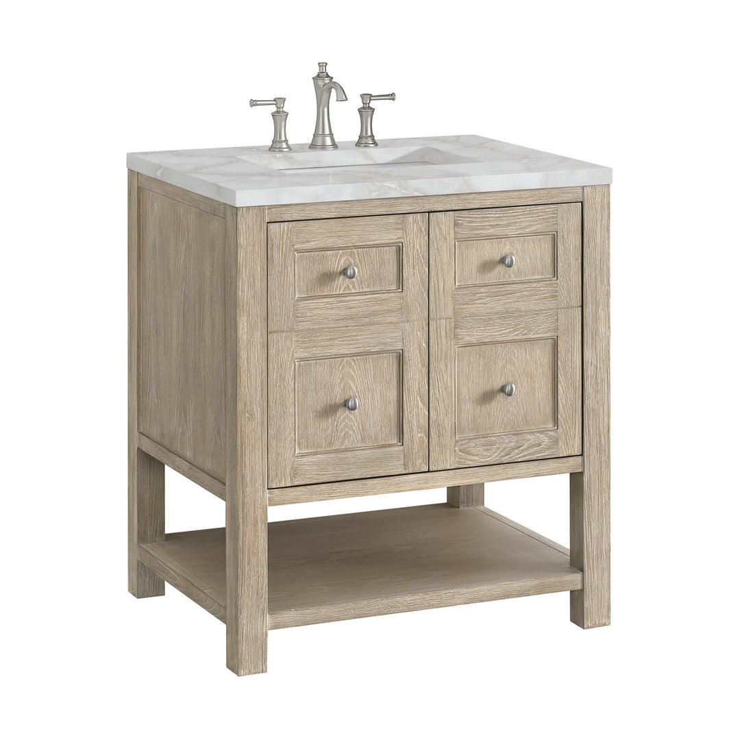 Breckenridge 30" Single Vanity, Whitewashed Oak w/ 3 CM Victorian Silver Silestone Top