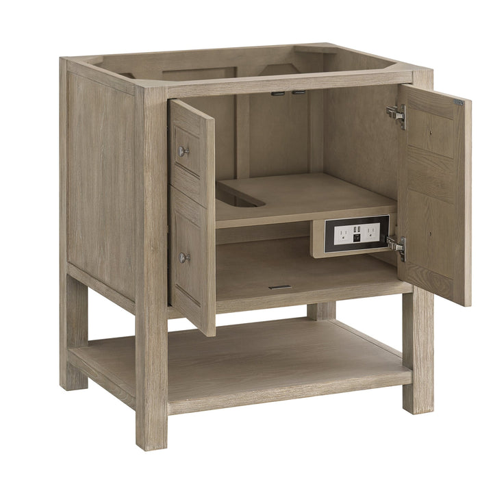 Breckenridge 30" Single Vanity, Whitewashed Oak w/ 3 CM White Zeus Silestone Top