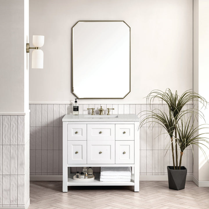 Breckenridge 36" Single Vanity, Bright White w/ 3 CM Lime Delight Top