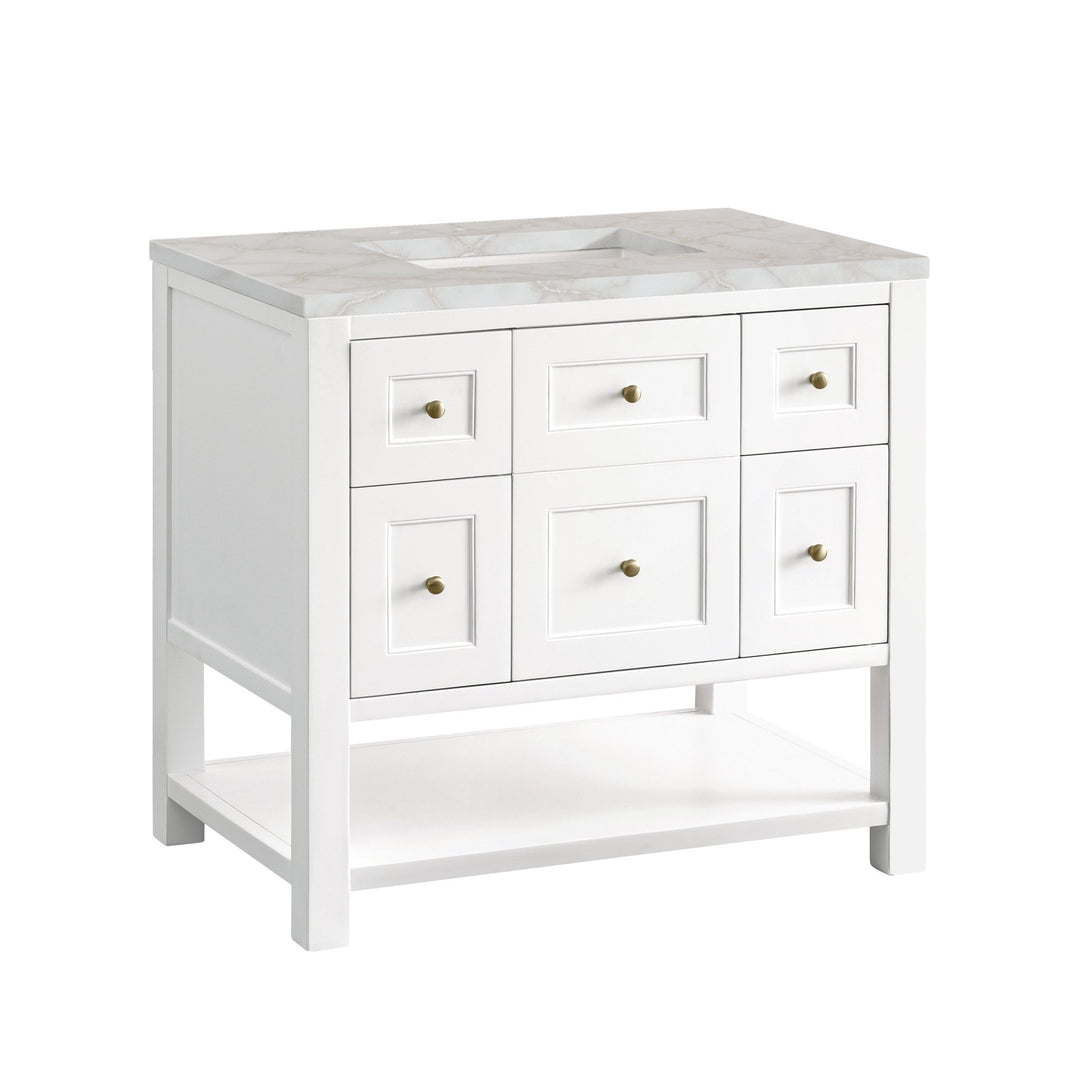 Breckenridge 36" Single Vanity, Bright White w/ 3 CM Victorian Silver Top