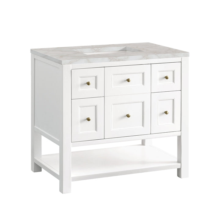Breckenridge 36" Single Vanity, Bright White w/ 3 CM Victorian Silver Top