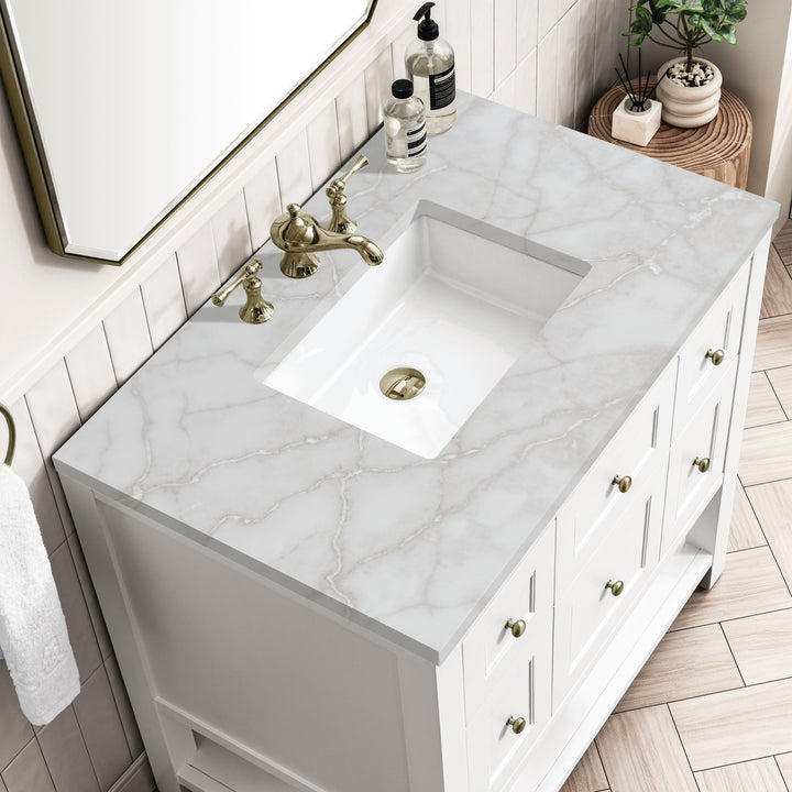Breckenridge 36" Single Vanity, Bright White w/ 3 CM Victorian Silver Top