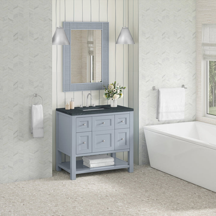 Breckenridge 36" Single Vanity, Serenity Blue, w/ 3 CM Charcoal Soapstone Quartz Top