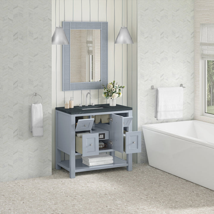 Breckenridge 36" Single Vanity, Serenity Blue, w/ 3 CM Charcoal Soapstone Quartz Top