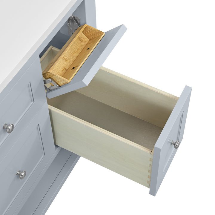 Breckenridge 36" Single Vanity, Serenity Blue, w/ 3 CM Lime Delight Quartz Top