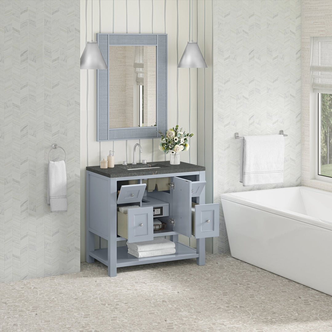 Breckenridge 36" Single Vanity, Serenity Blue, w/ 3 CM Parisien Bleu Quartz Top