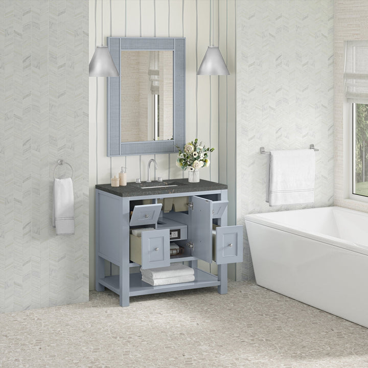 Breckenridge 36" Single Vanity, Serenity Blue, w/ 3 CM Parisien Bleu Quartz Top