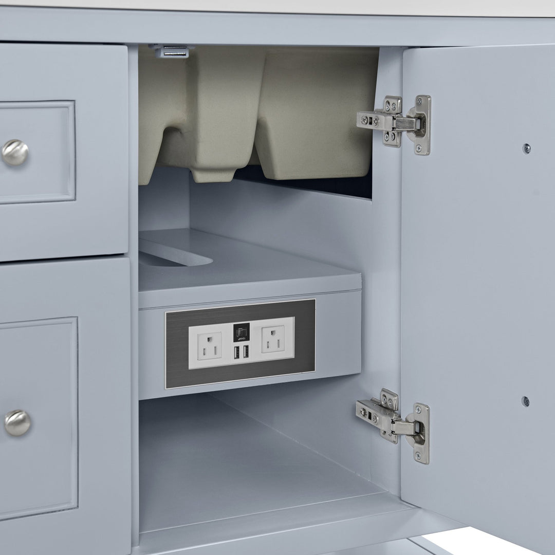 Breckenridge 36" Single Vanity, Serenity Blue, w/ Single Hole 3 CM White Zeus Quartz Top & Backsplash