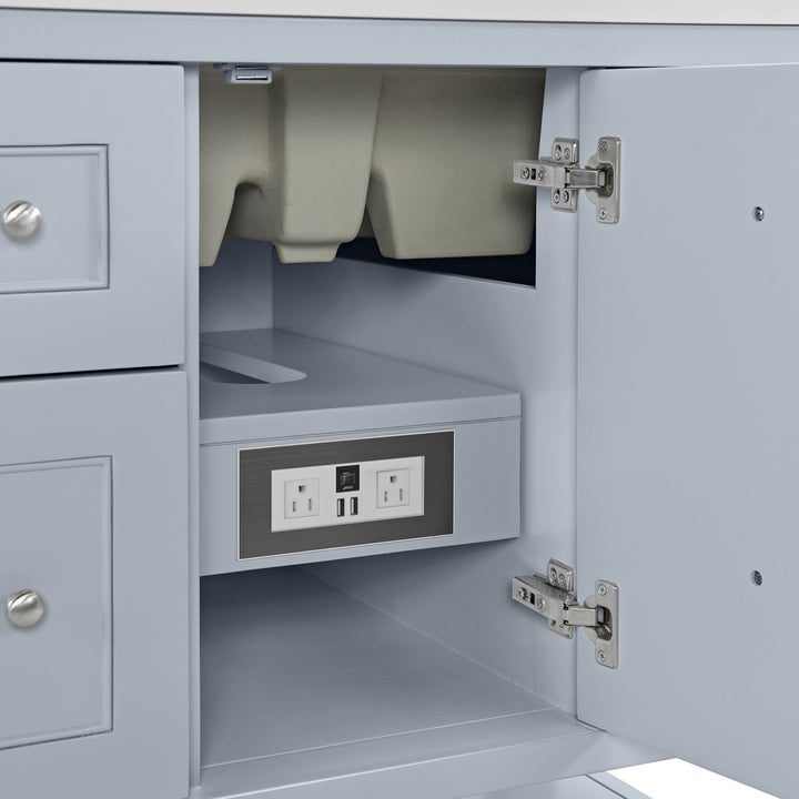 Breckenridge 36" Single Vanity, Serenity Blue, w/ Single Hole 3 CM White Zeus Quartz Top & Backsplash