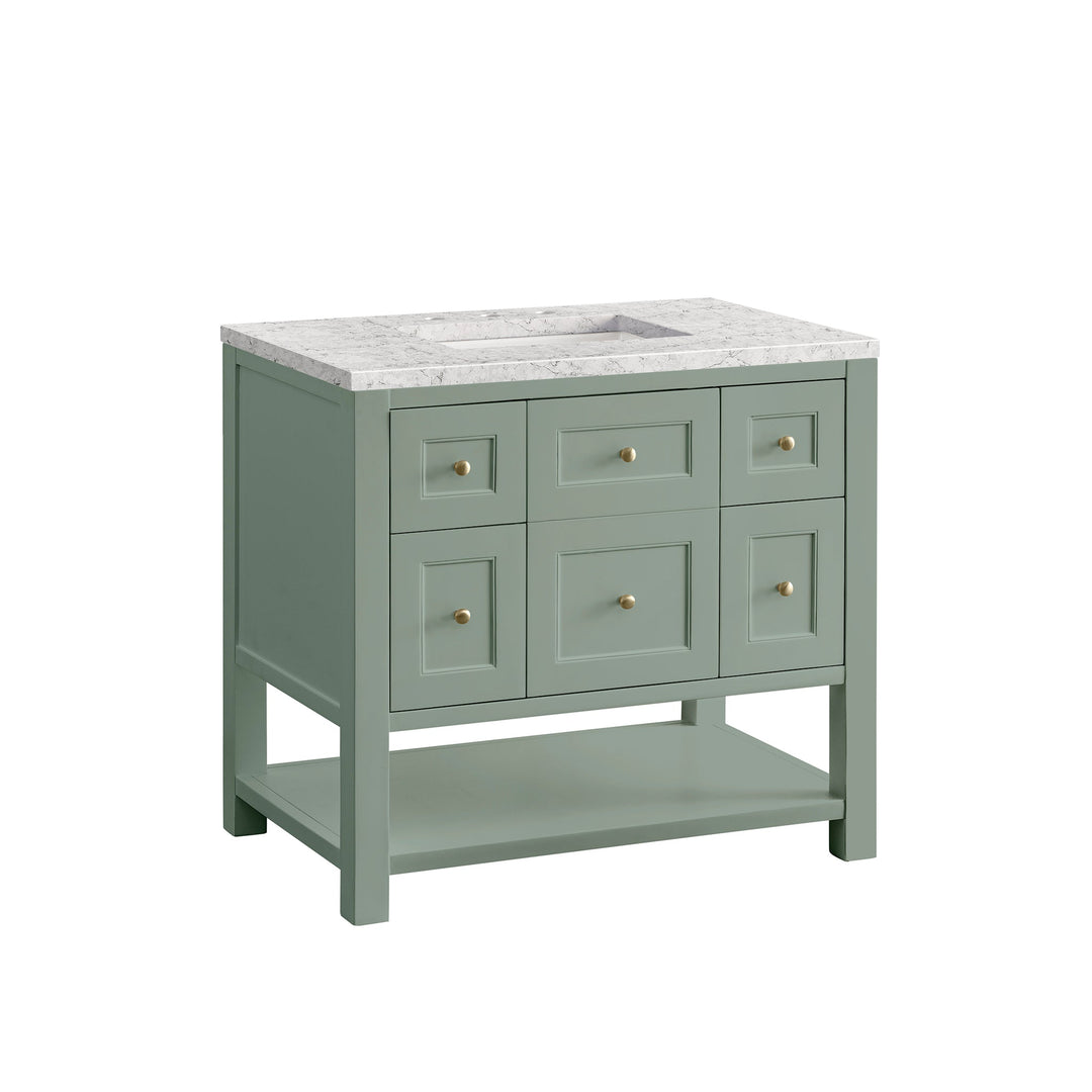 Breckenridge 36" Single Vanity, Smokey Celadon w/ 3 CM Eternal Jasmine Pearl Top